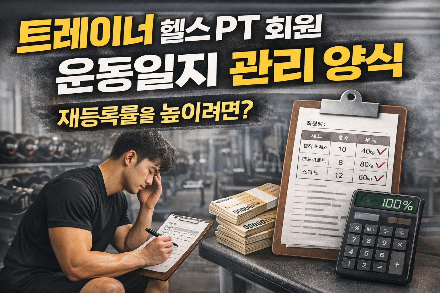 트레이너 헬스 PT 회원 운동일지 관리 양식. 재등록률을 높히려면?